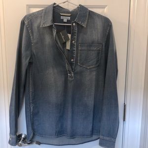 NWTs LL Bean’s Signature exclusive line Stretch lightly faded denim Shirt